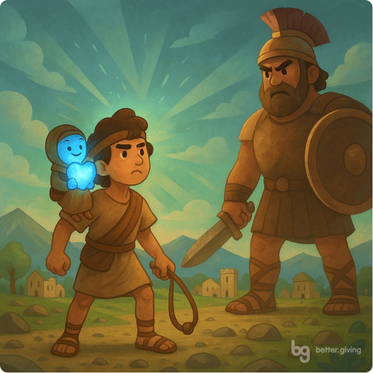 David and Goliath illustration representing how smaller nonprofits can compete